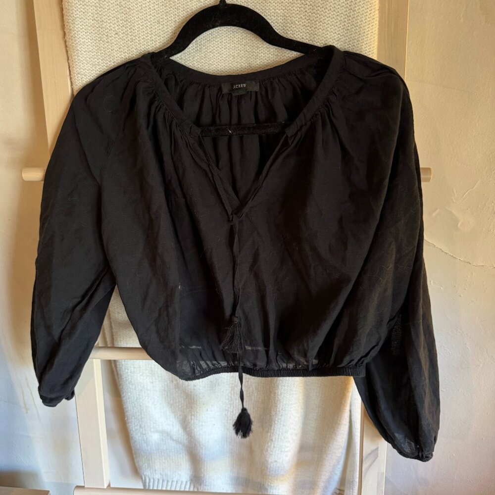 Black Crop Tie Front J Crew Top